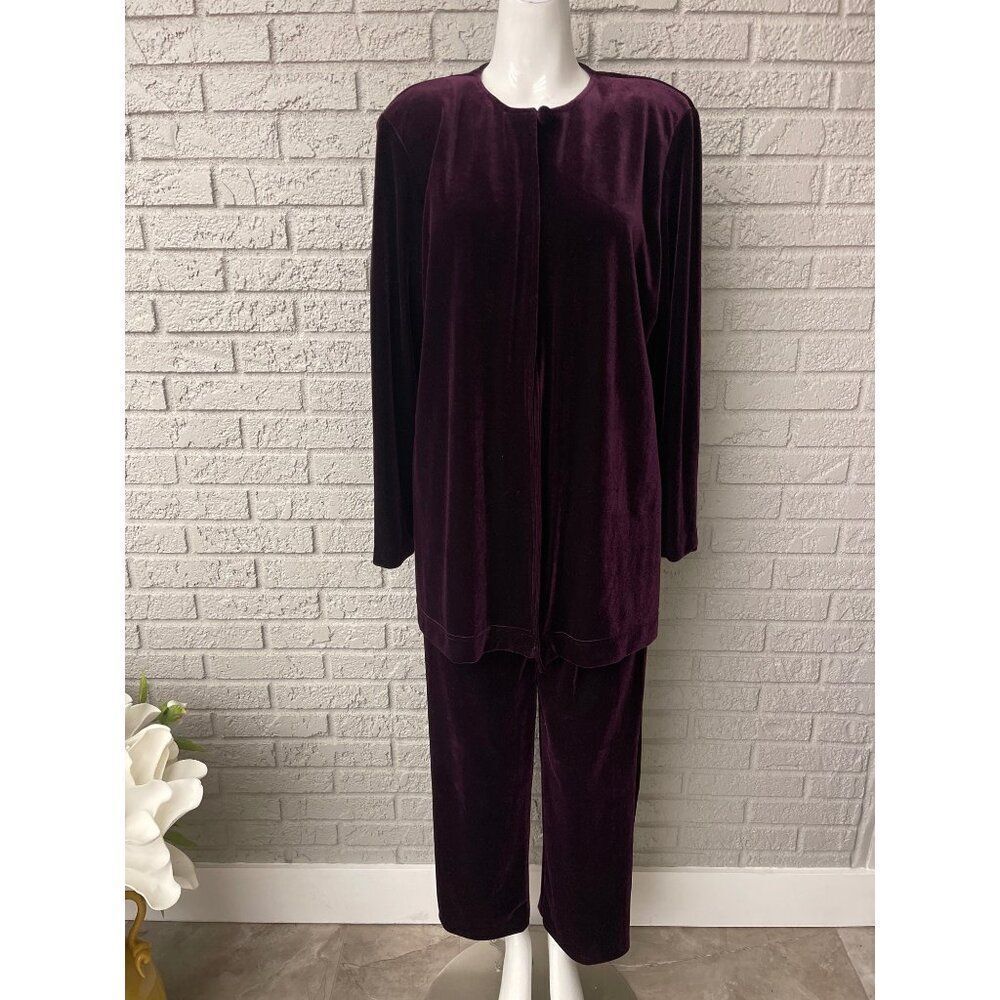 Clues Collections Women Purple Velvet 2 Pcs Pant Set Size M